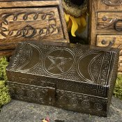 Vacker förvaringsask eller tarotbox i bronsfärgad metall