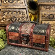 Rustik liten träkista i trä och tyg